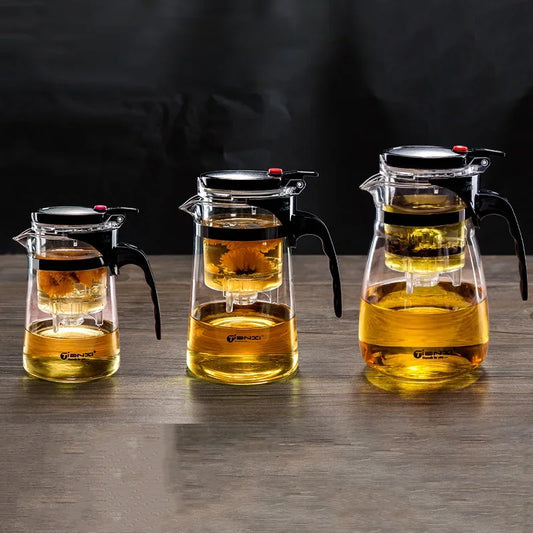 Thickened Glass Teapot One-button Filtering Tea Separation Teapot Household High-temperature Resistant Tea Maker