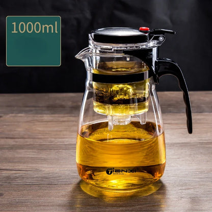 Thickened Glass Teapot One-button Filtering Tea Separation Teapot Household High-temperature Resistant Tea Maker