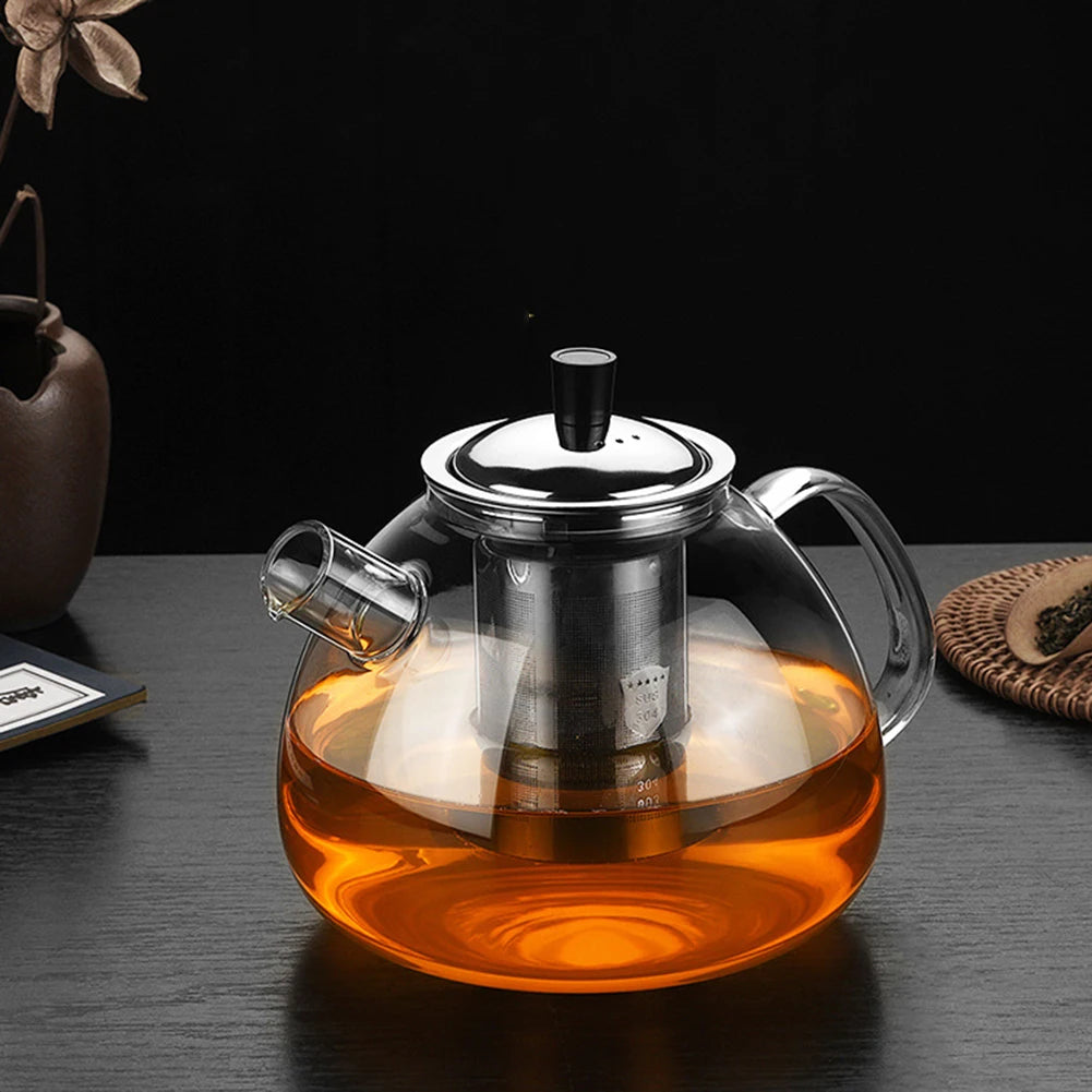 Thickened Glass Teapot With Stainless Steel Infuser Clear Kettle Heat Resistant Tea Pot Teaware For Making Coffee 800 /1500ml