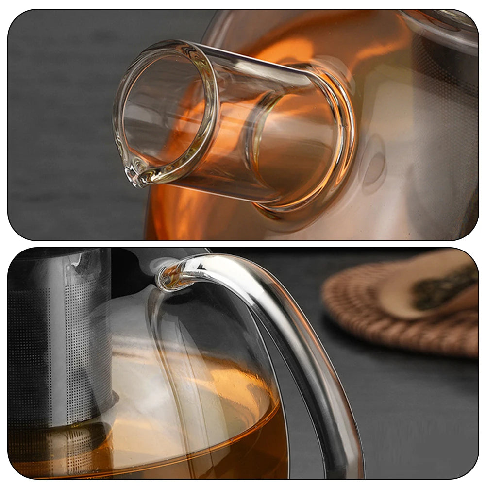 Thickened Glass Teapot With Stainless Steel Infuser Clear Kettle Heat Resistant Tea Pot Teaware For Making Coffee 800 /1500ml