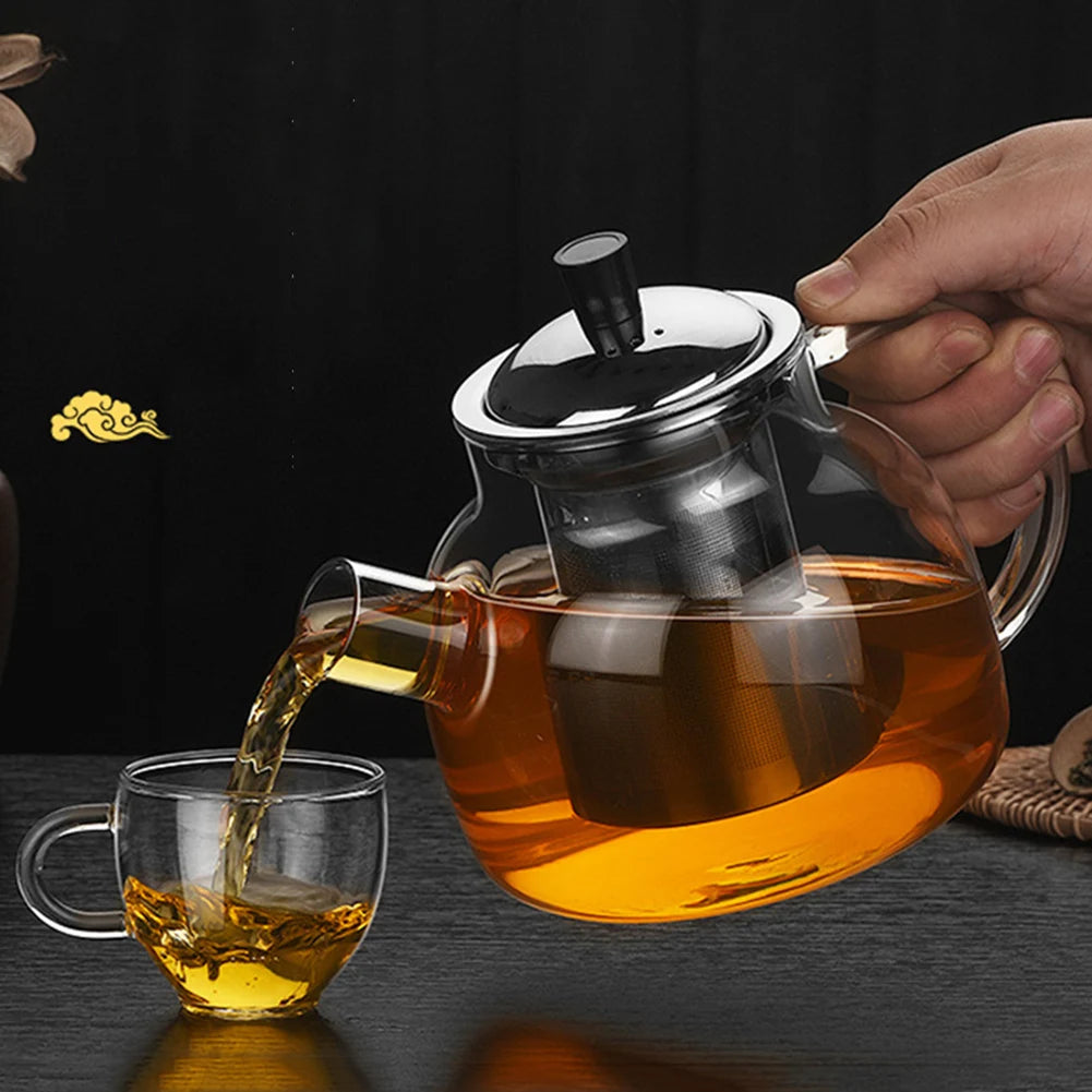 Thickened Glass Teapot With Stainless Steel Infuser Clear Kettle Heat Resistant Tea Pot Teaware For Making Coffee 800 /1500ml