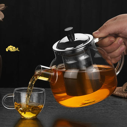 Thickened Glass Teapot With Stainless Steel Infuser Clear Kettle Heat Resistant Tea Pot Teaware For Making Coffee 800 /1500ml