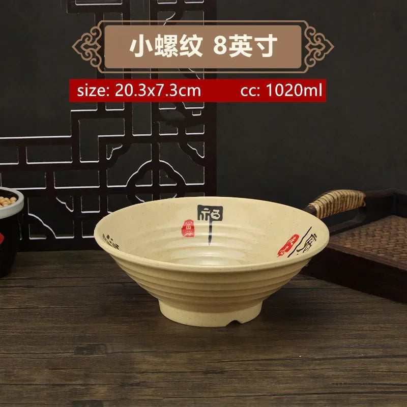 Thickened Melamine Beef Ramen Bowl Fruit Salad Bowl Japanese Style Not Easily Broken Noodles Bowl Dinnerware Kitchen Accessories