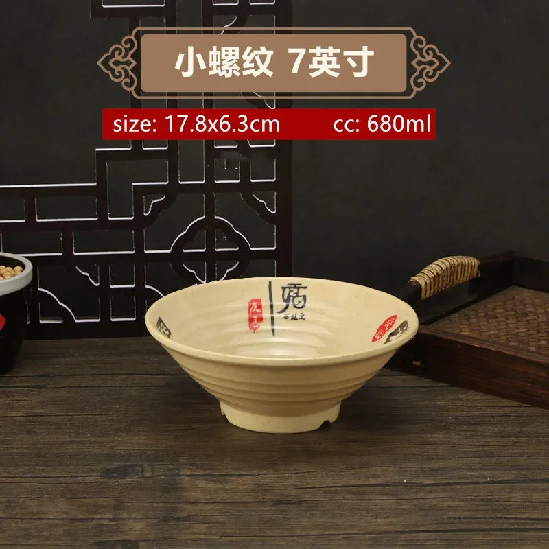 Thickened Melamine Beef Ramen Bowl Fruit Salad Bowl Japanese Style Not Easily Broken Noodles Bowl Dinnerware Kitchen Accessories