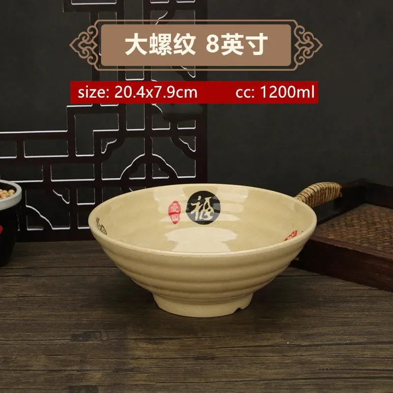 Thickened Melamine Beef Ramen Bowl Fruit Salad Bowl Japanese Style Not Easily Broken Noodles Bowl Dinnerware Kitchen Accessories
