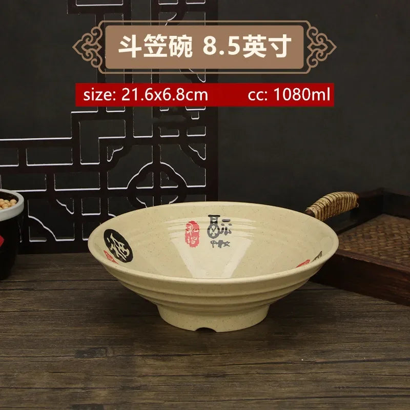 Thickened Melamine Beef Ramen Bowl Fruit Salad Bowl Japanese Style Not Easily Broken Noodles Bowl Dinnerware Kitchen Accessories
