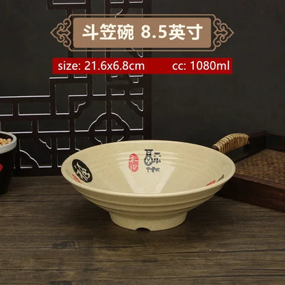 Thickened Melamine Beef Ramen Bowl Fruit Salad Bowl Japanese Style Not Easily Broken Noodles Bowl Dinnerware Kitchen Accessories