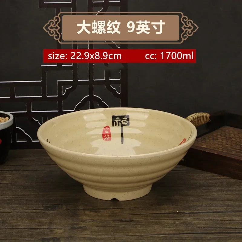 Thickened Melamine Beef Ramen Bowl Fruit Salad Bowl Japanese Style Not Easily Broken Noodles Bowl Dinnerware Kitchen Accessories