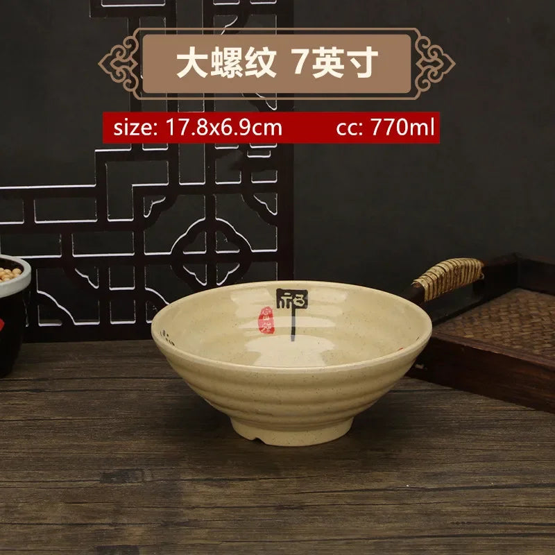 Thickened Melamine Beef Ramen Bowl Fruit Salad Bowl Japanese Style Not Easily Broken Noodles Bowl Dinnerware Kitchen Accessories