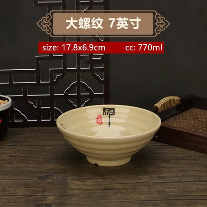 Thickened Melamine Beef Ramen Bowl Fruit Salad Bowl Japanese Style Not Easily Broken Noodles Bowl Dinnerware Kitchen Accessories