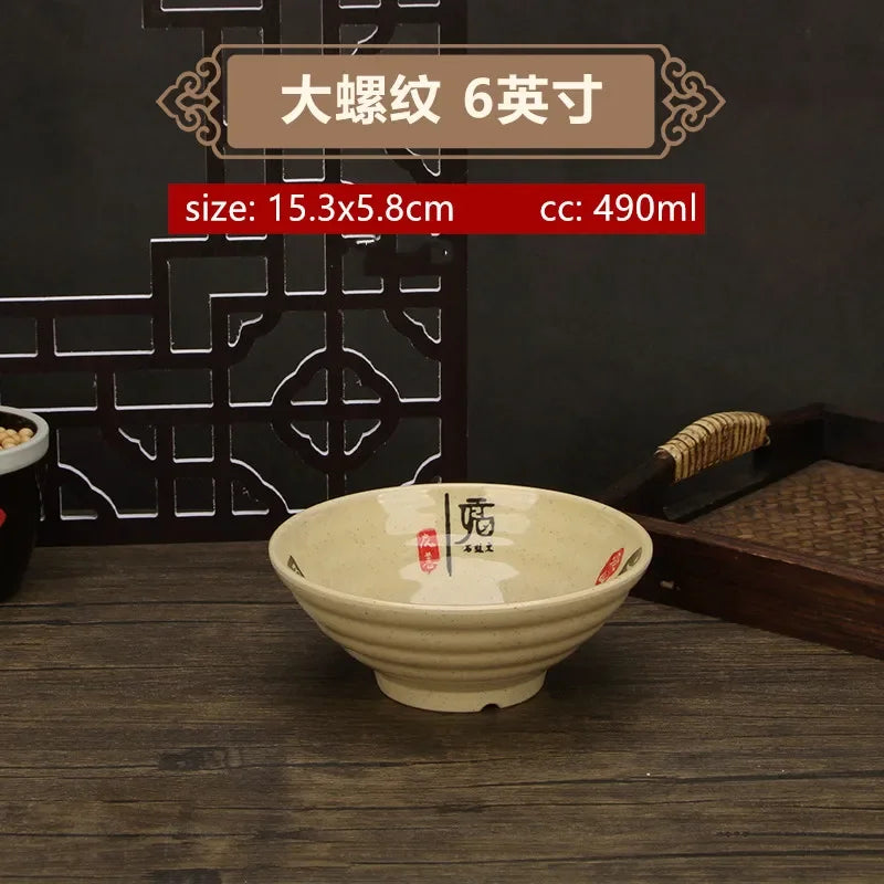 Thickened Melamine Beef Ramen Bowl Fruit Salad Bowl Japanese Style Not Easily Broken Noodles Bowl Dinnerware Kitchen Accessories