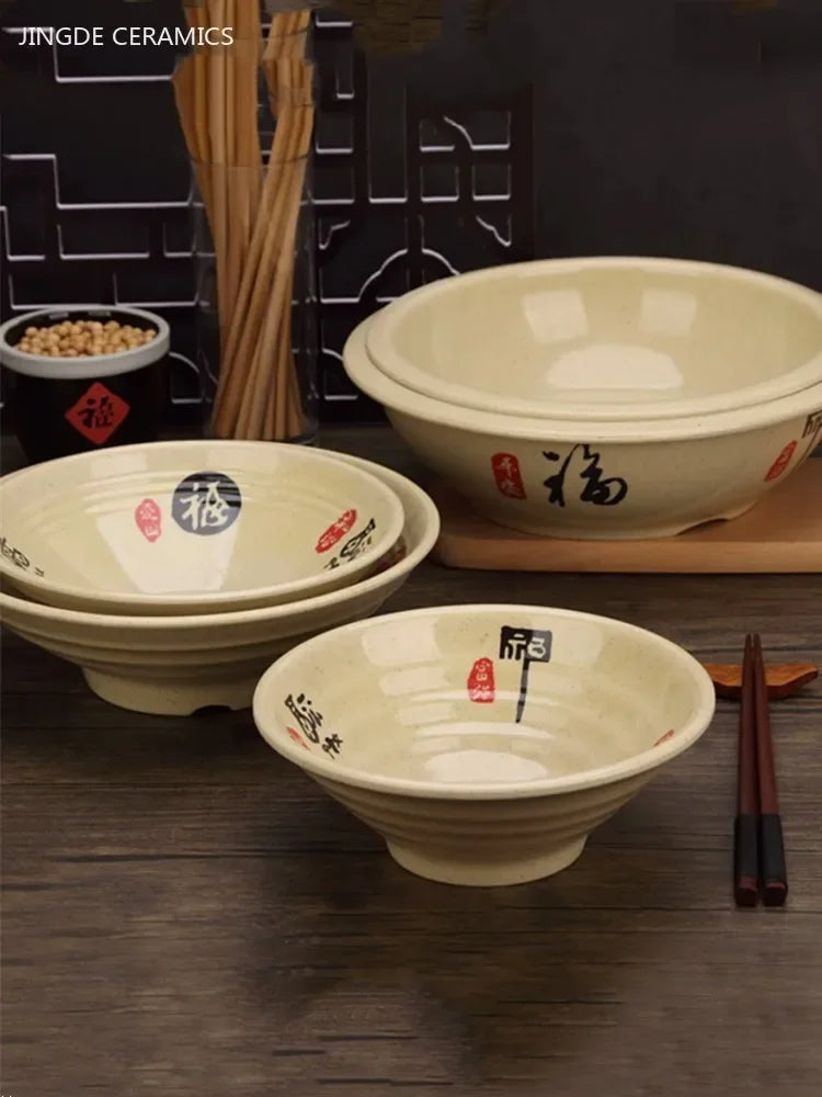 Thickened Melamine Beef Ramen Bowl Fruit Salad Bowl Japanese Style Not Easily Broken Noodles Bowl Dinnerware Kitchen Accessories