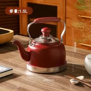 Thickened Stainless Steel Teapot with Health Filter and Beautiful Flower Pattern