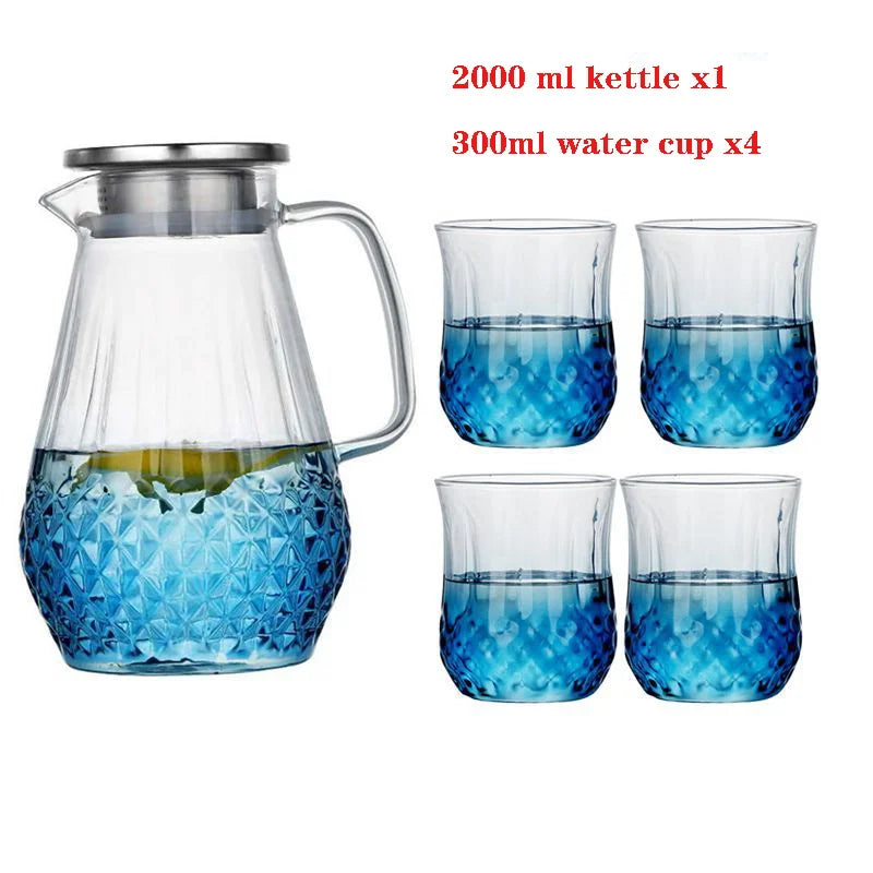 Thickened glass coffee juice kettle  Large-capacity heat-resistant explosion-proof household tea set kettle Kitchen supplies