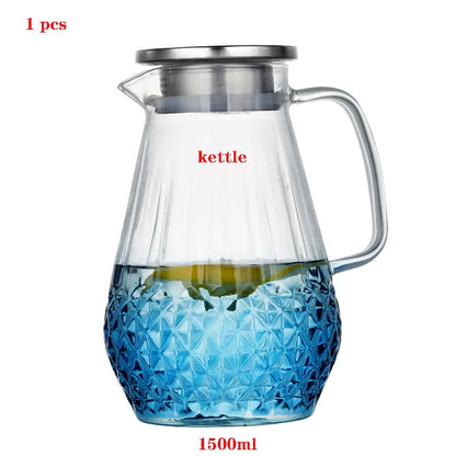 Thickened glass coffee juice kettle  Large-capacity heat-resistant explosion-proof household tea set kettle Kitchen supplies