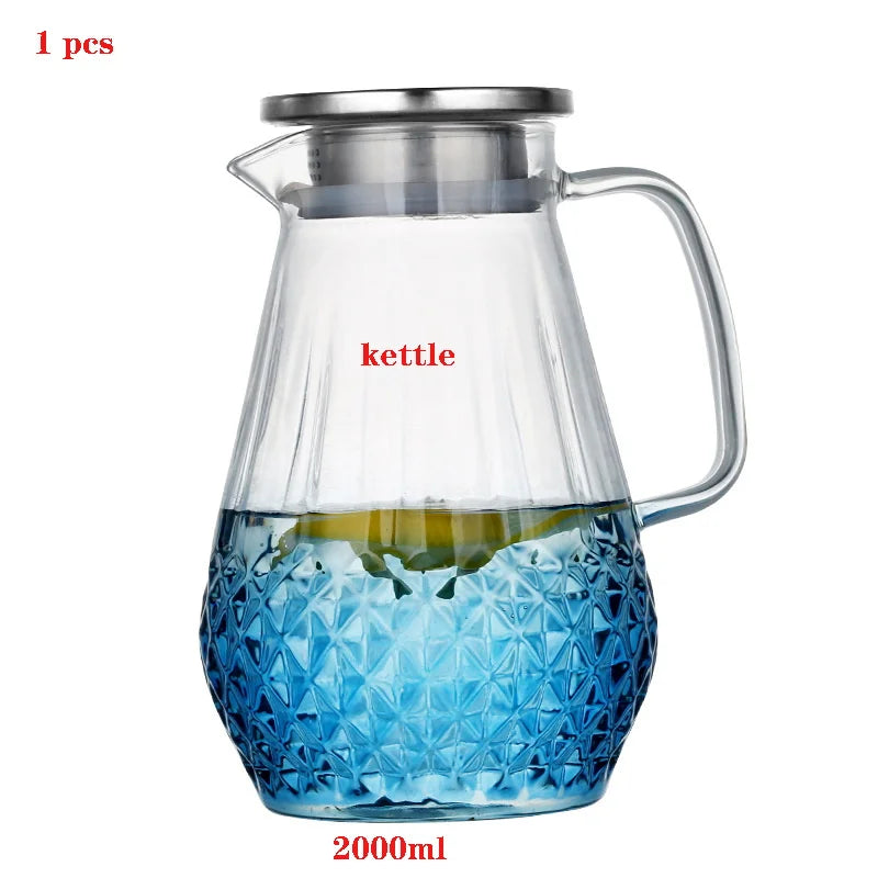 Thickened glass coffee juice kettle  Large-capacity heat-resistant explosion-proof household tea set kettle Kitchen supplies