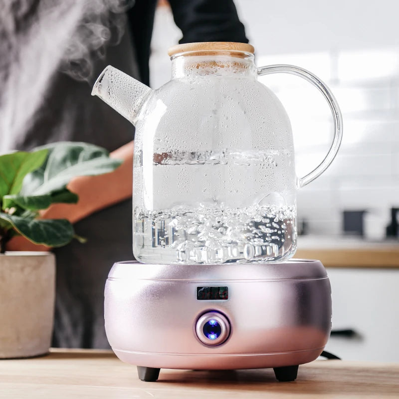 Thickened heat-resistant transparent glass flower teapot Bamboo cover with built-in filter Home Hotel Daily Tea Supplies