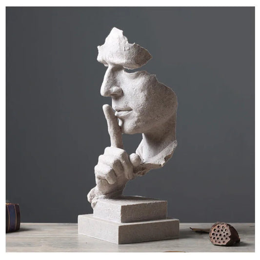 Thinker Statues Figurine Living Room Art Decor Furnishings Silence Is A Gold-European Sculpture Vintage Resin Crafts Decorations