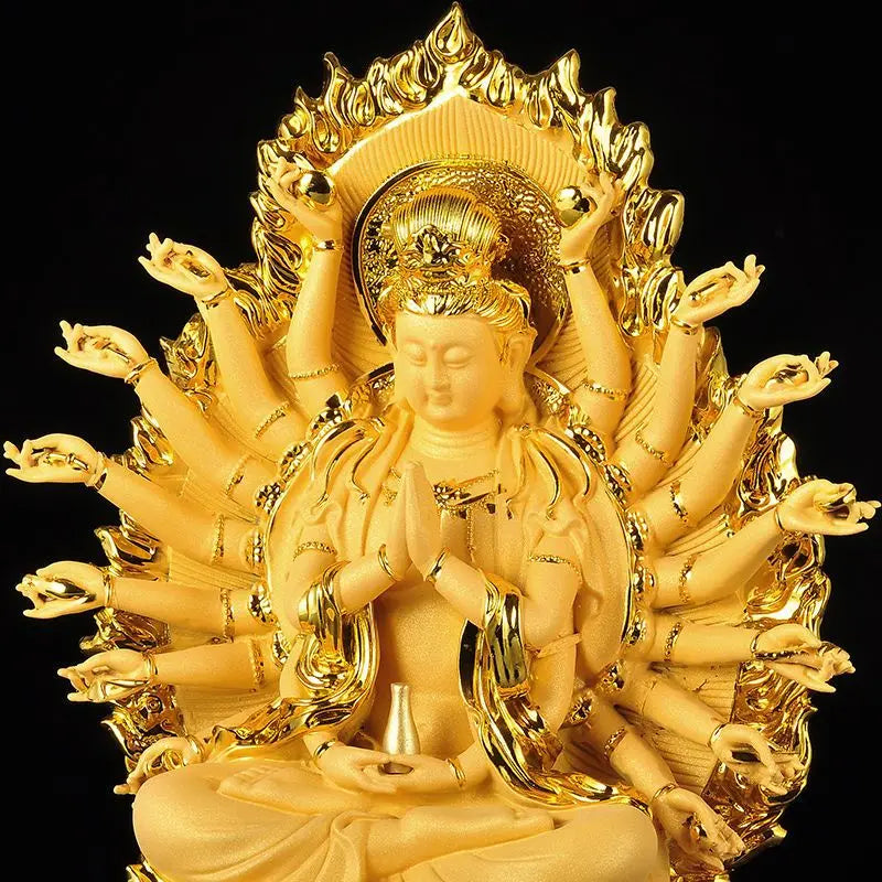 Thousand Handed Avalokitesvara Ornaments Sitting Statue of Nanhai Avalokitesvara Buddha Temple Household Worship Family Ornament