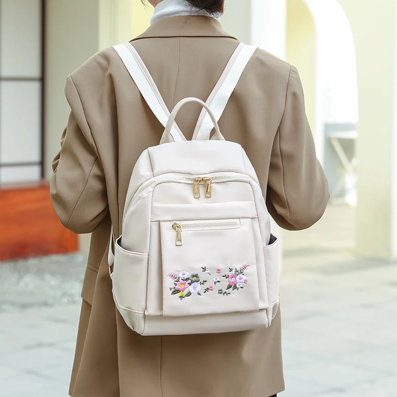 Three Colors Are Available Bag Original Chinese Style Embroidery Double Shoulder Back Nylon Backpacks Women's Designer Schoolbag