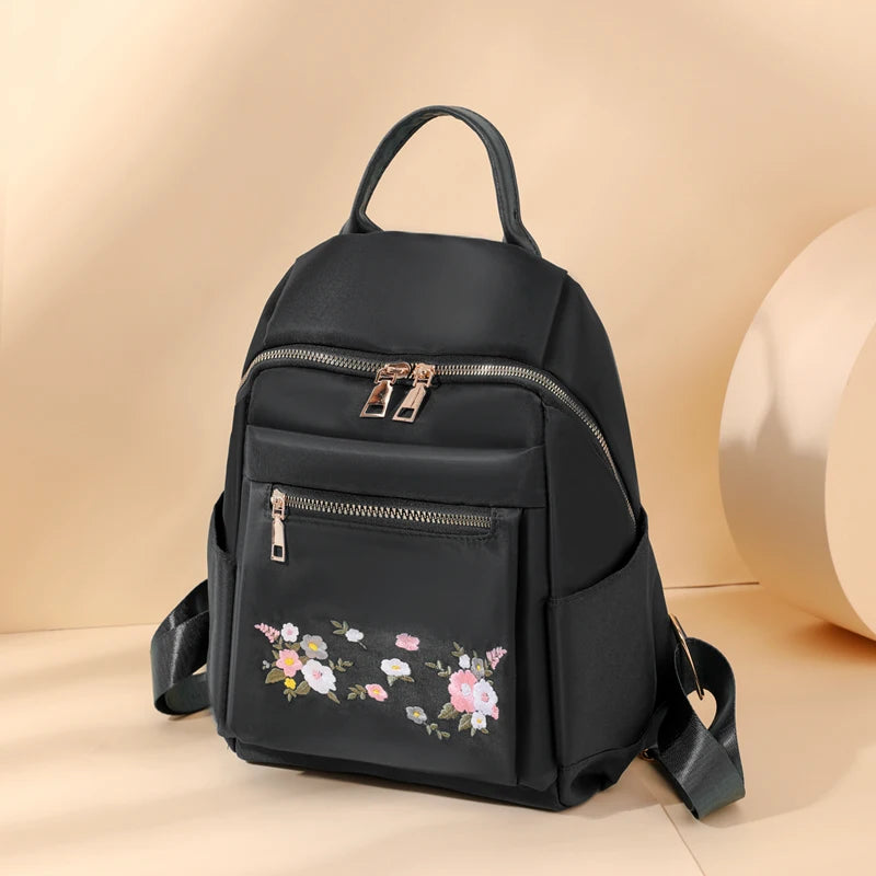 Three Colors Are Available Bag Original Chinese Style Embroidery Double Shoulder Back Nylon Backpacks Women's Designer Schoolbag