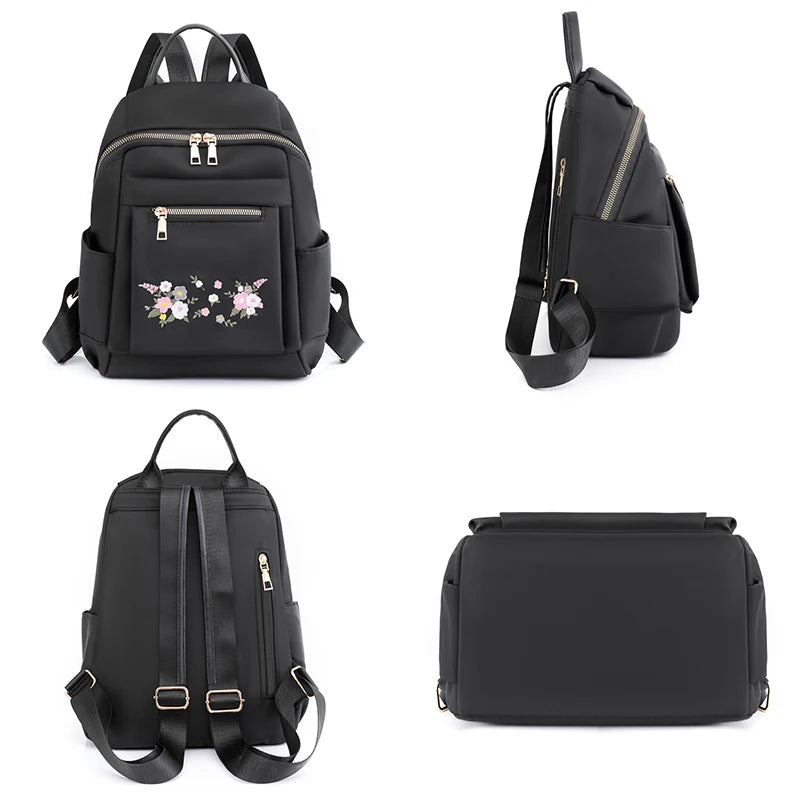 Three Colors Are Available Bag Original Chinese Style Embroidery Double Shoulder Back Nylon Backpacks Women's Designer Schoolbag