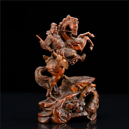 Three Kingdom Guan Yu Figurine Knight Chinese History Figures Guan Gong Wood Statue Feng Shui Home Decorations
