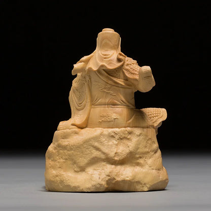 Three Kingdoms Guan Yu Statue Wood Figurines Historical Figure Collection Art Hand Carve Guandi Decorations