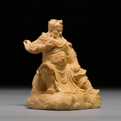 Three Kingdoms Guan Yu Statue Wood Figurines Historical Figure Collection Art Hand Carve Guandi Decorations