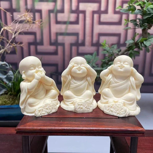 Three Little Monks Characters Statue Don't say, Don't look, Don't listen Art Sculpture Cute Home Room Office Car Decorations