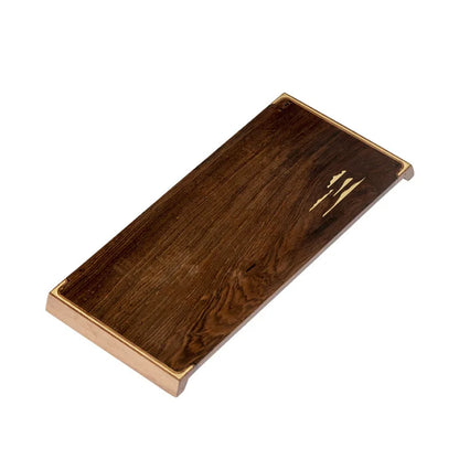 Three Times Blackwood Tea Tray Tea Room Inlaid Copper Small Tea Table Bamboo Tea Tray Simple Tray Japanese Pot Tray