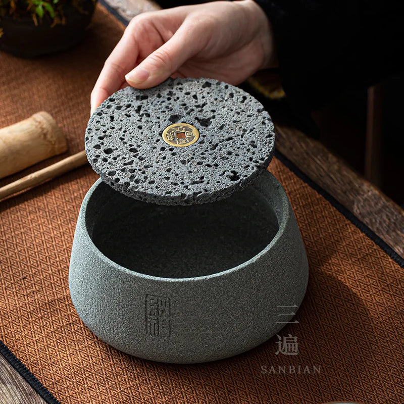 Three Times Bluestone Pot Tray Tea Construction Water Dry Pour Small Tea Table Household Water Storage Japanese Stone Carving