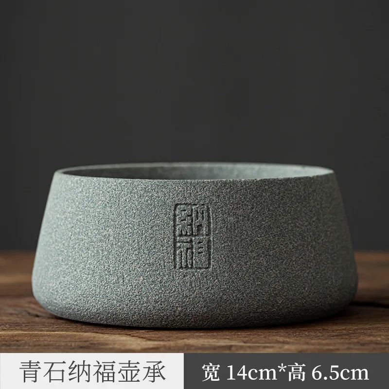 Three Times Bluestone Pot Tray Tea Construction Water Dry Pour Small Tea Table Household Water Storage Japanese Stone Carving
