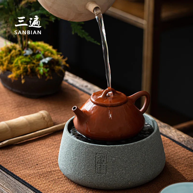 Three Times Bluestone Pot Tray Tea Construction Water Dry Pour Small Tea Table Household Water Storage Japanese Stone Carving