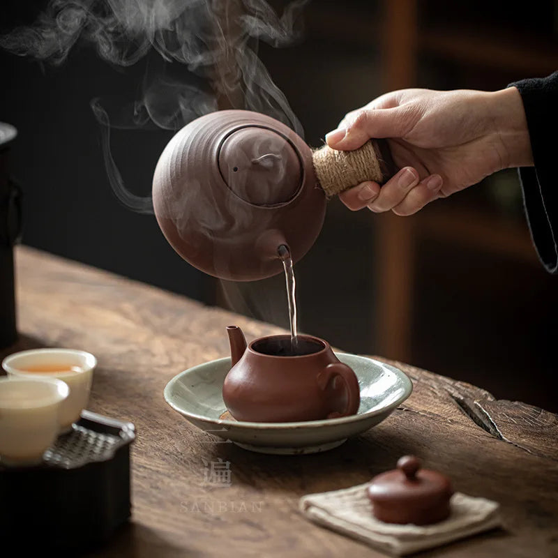 Three Times Chaozhou Shadiao Stoneware Pot Kettle Olive Charcoal Stove Red Mud Small Stove Electric Ceramic Stove Tea Cooker