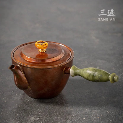 Three Times Copper Teapot Japanese Retro Side Handle Red Copper Pot Household Tea Brewing Pot Teapot Kung Fu Tea Set