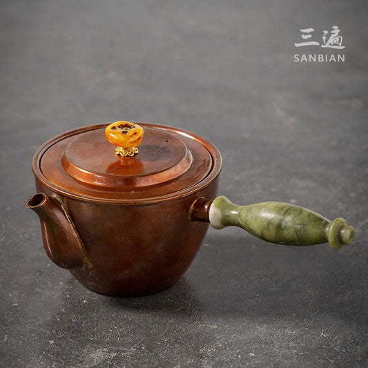 Three Times Copper Teapot Japanese Retro Side Handle Red Copper Pot Household Tea Brewing Pot Teapot Kung Fu Tea Set