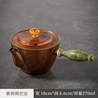 Three Times Copper Teapot Japanese Retro Side Handle Red Copper Pot Household Tea Brewing Pot Teapot Kung Fu Tea Set