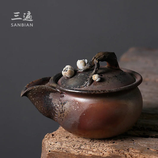 Three Times Firewood Aquarius Teapot Japanese Stoneware Pot Plum Blossom Tureen Kung Fu Tea Set Tea Making Device