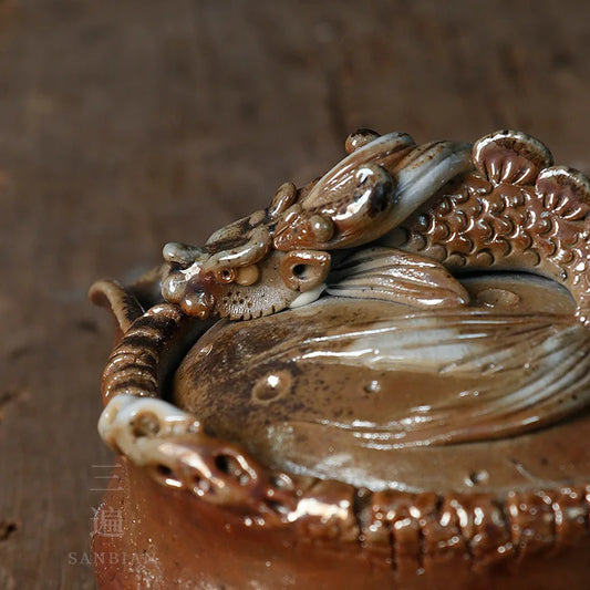 Three Times Firewood Burning Aquarius Teapot Japanese Stoneware Pot Fish Dragon Tureen Kung Fu Tea Set Tea Making Device