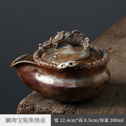 Three Times Firewood Burning Aquarius Teapot Japanese Stoneware Pot Fish Dragon Tureen Kung Fu Tea Set Tea Making Device