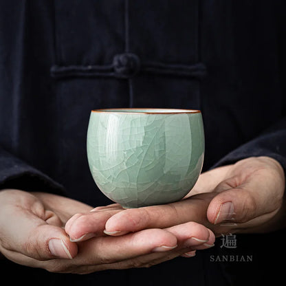 Three Times Five Famous Kiln Tea Cup Porcelain Kung Fu Tea Set Tea Cup Single Cup Ru Ware Tea Cup Master Cup Set