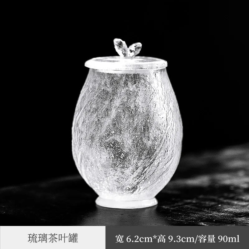 Three Times Glass Tea Pot Ice Cube Clear Feeling Frozen Small Size Tea Storage Pot Tea Warehouse