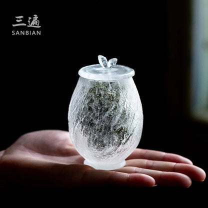 Three Times Glass Tea Pot Ice Cube Clear Feeling Frozen Small Size Tea Storage Pot Tea Warehouse