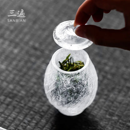 Three Times Glass Tea Pot Ice Cube Clear Feeling Frozen Small Size Tea Storage Pot Tea Warehouse