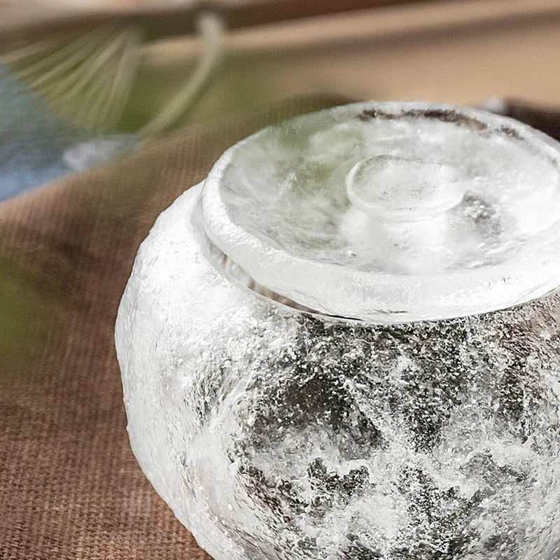 Three Times Glass Tea Pot Ice Cube Clear Feeling Frozen Small Size Tea Storage Pot Tea Warehouse