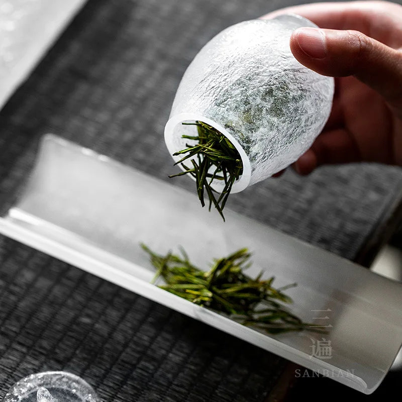 Three Times Glass Tea Pot Ice Cube Clear Feeling Frozen Small Size Tea Storage Pot Tea Warehouse