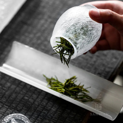 Three Times Glass Tea Pot Ice Cube Clear Feeling Frozen Small Size Tea Storage Pot Tea Warehouse