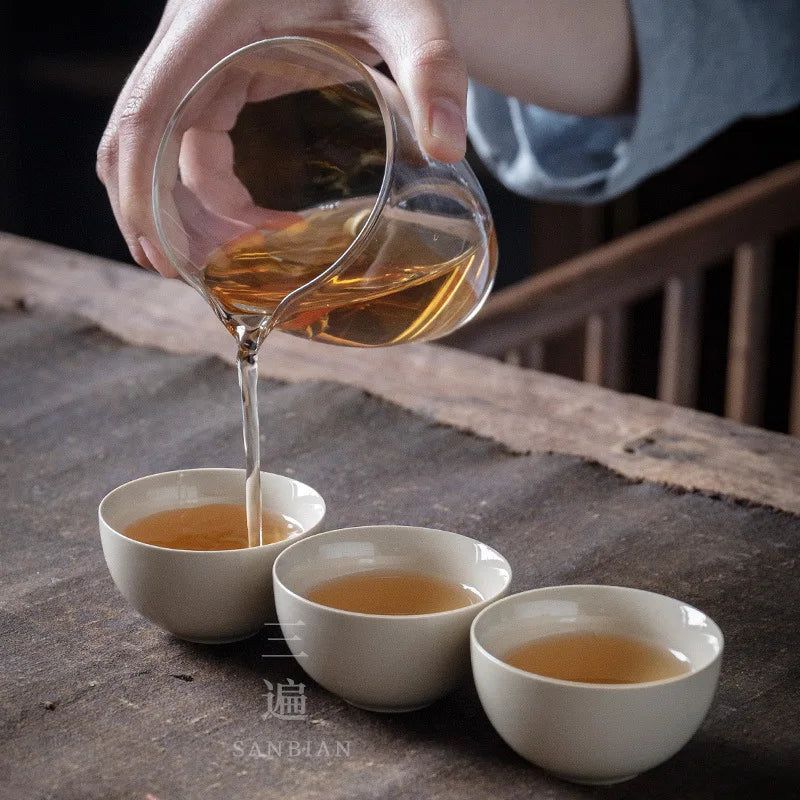 Three Times Grass and Wood Gray Kung Fu Teaware Set Set Ceramic Retro Teapot Tea Cup Gaiwan Pitcher Combination Household