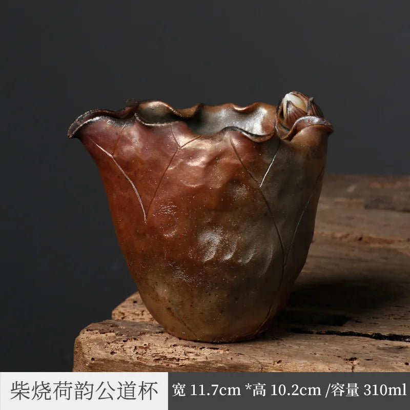 Three Times Handmade Firewood Burning Pitcher Glazed Natural Dust Stoneware Tea Pot Tea Serving Pot Kung Fu Tea Set72Hours